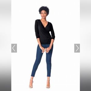 NWT Leota Rouched Wrap Top 3/4 Sleeve, Size Small